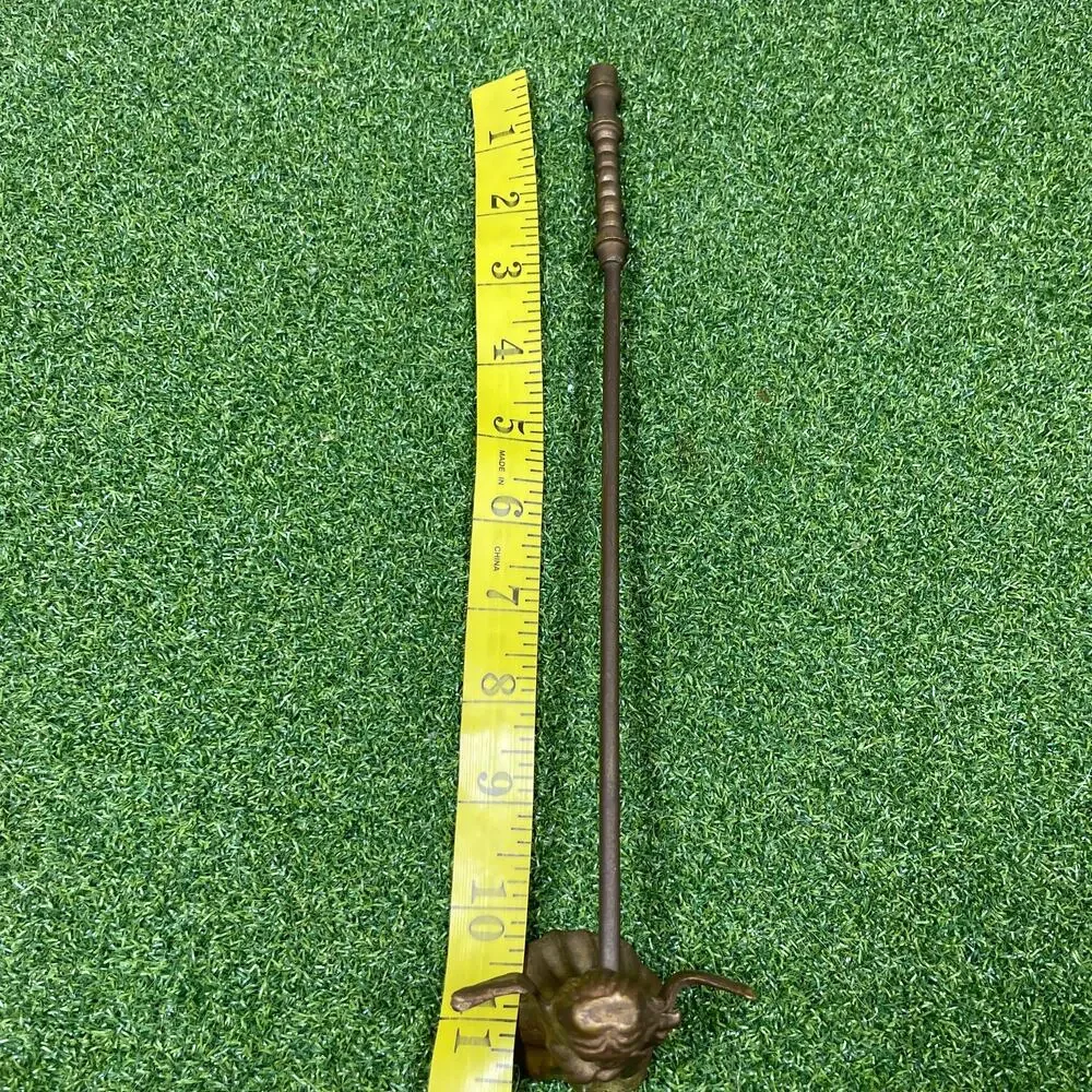 Vintage Solid Brass Angel Taper Candle Holder w/ Long Handle Cherub Harp